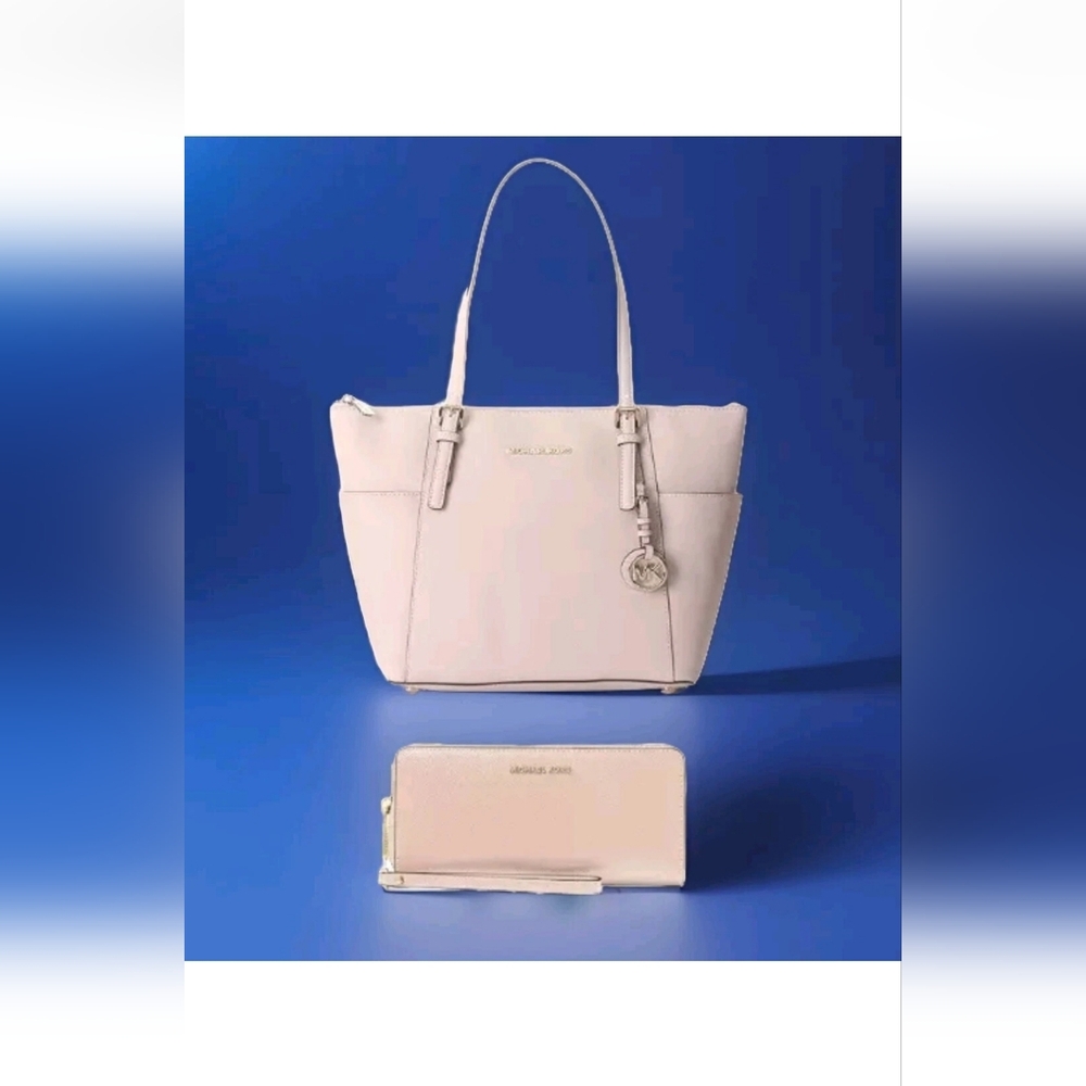 Michael Kors Light Pink Tote Bag With Matching Wallet